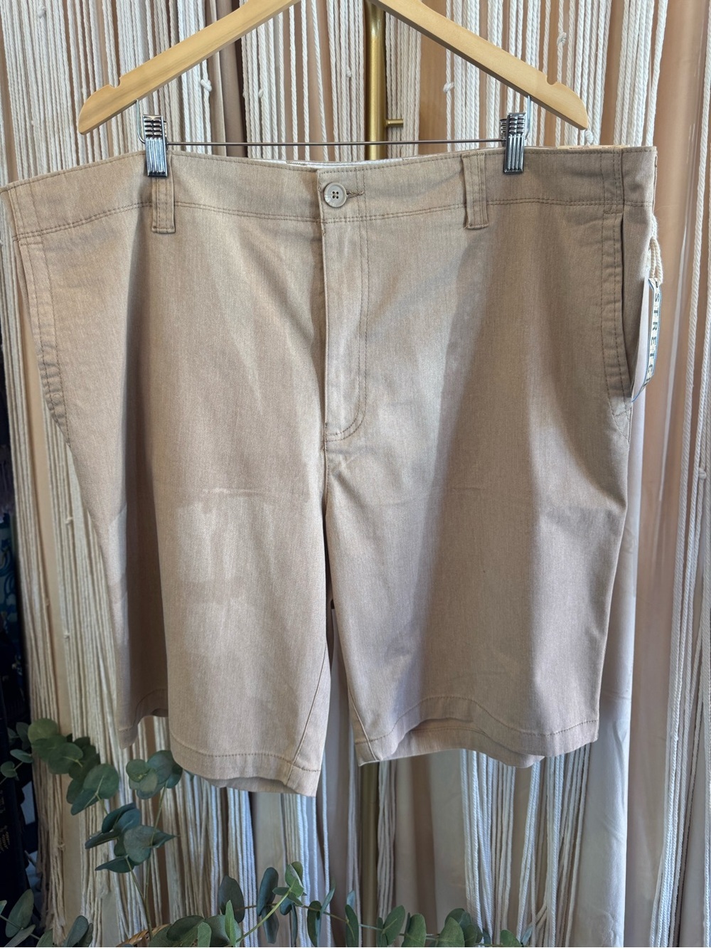 NWT True Nation Big & Tall Flat Front Khaki Stretch Shorts size 46